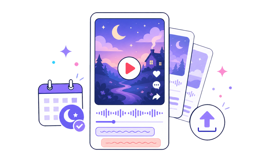 Calm bedtime story video ready to post or run as a series