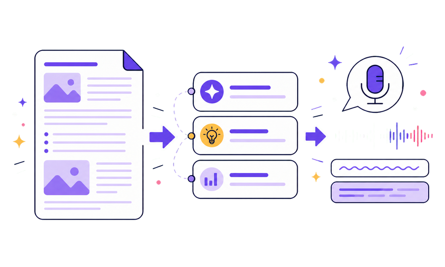 AI distills the article into a narrated short video script