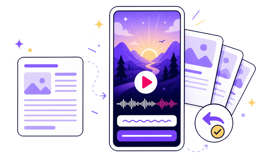 A vertical video repurposed from a blog post, published to social channels