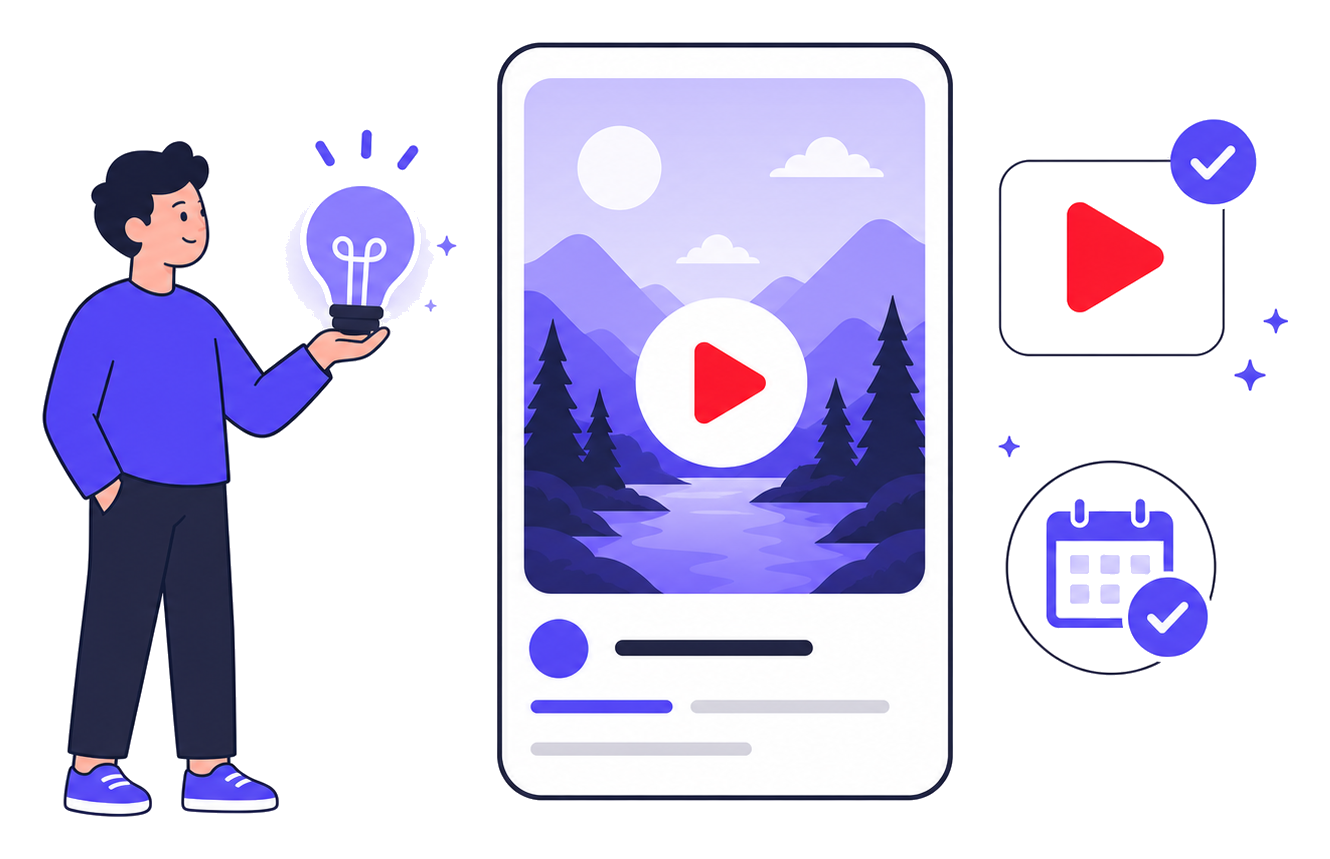 Creator publishing faceless YouTube automation videos to a channel