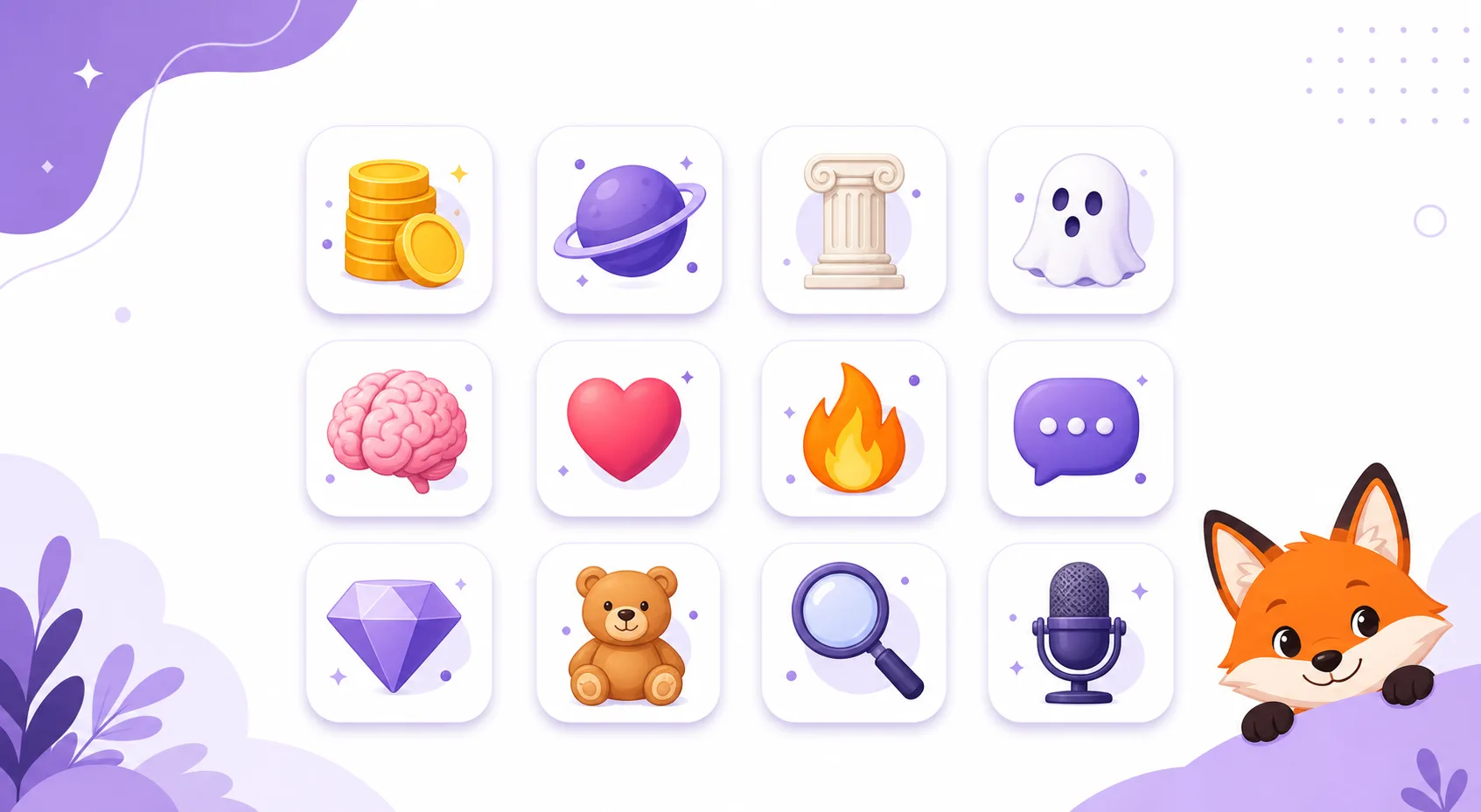 Best faceless YouTube niches for 2026 — a ranked grid of niche icons (finance, space, history, horror) in flat purple illustration style
