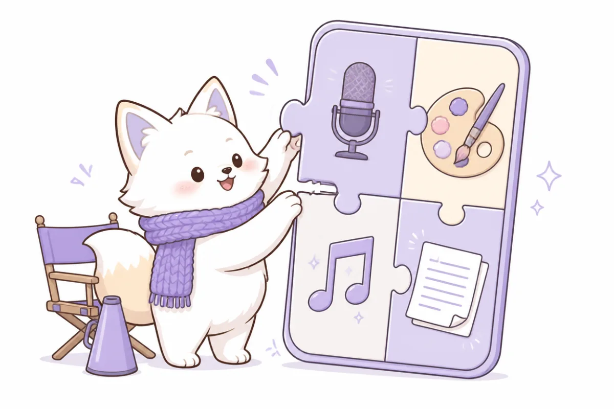 How to make faceless videos — a fox director fitting voice, art style, music and script puzzle pieces together into one vertical video